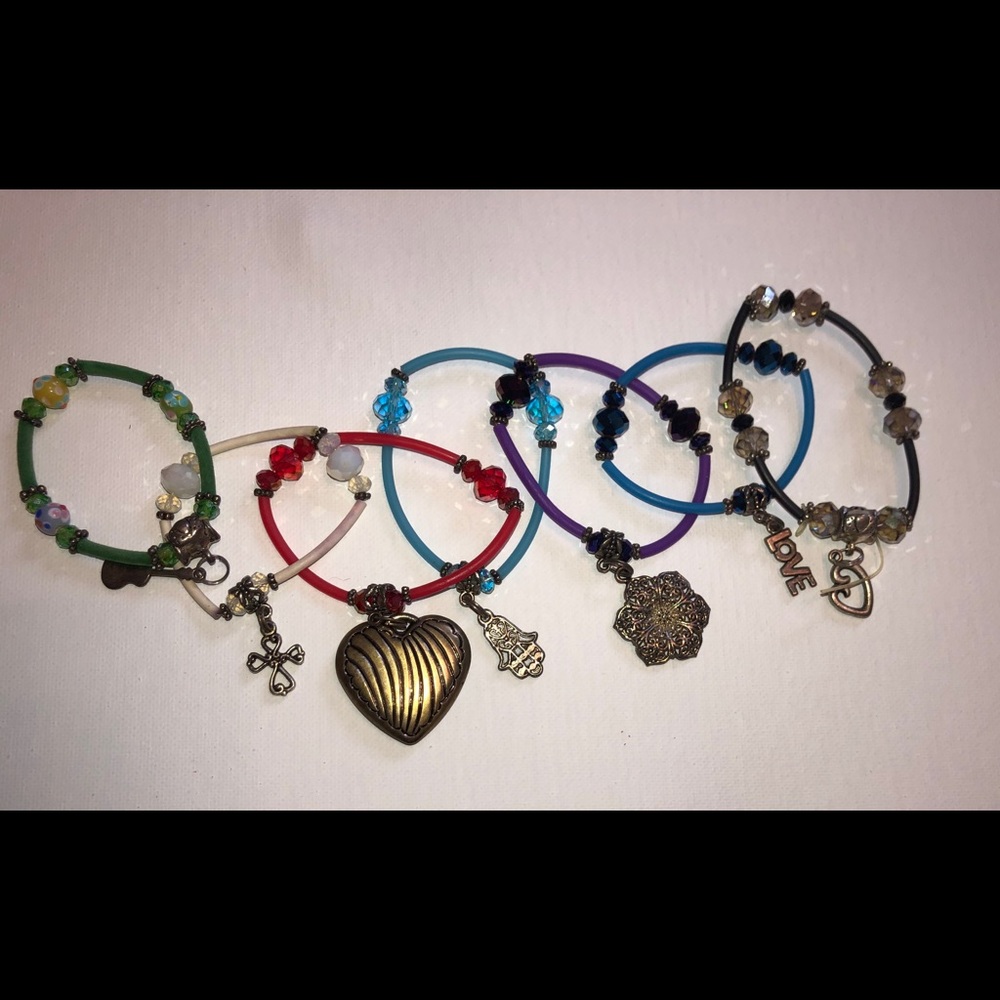 Cute pile-on bracelets